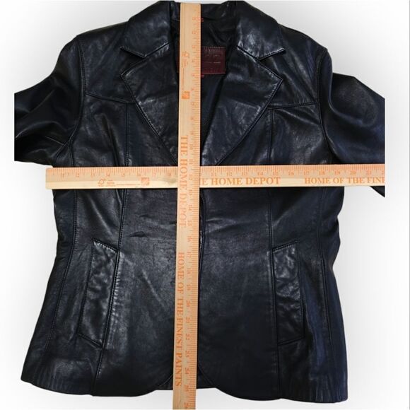Classic 100% Genuine Leather Lambskin one button black blazer jacket sz L zJazz - Picture 3 of 8